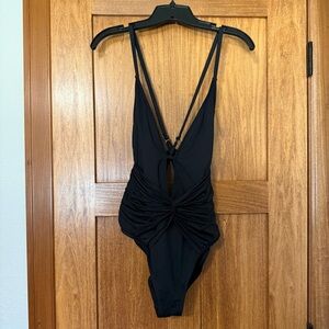 La Blanca Black Twist-Front One-Piece Swimsuit